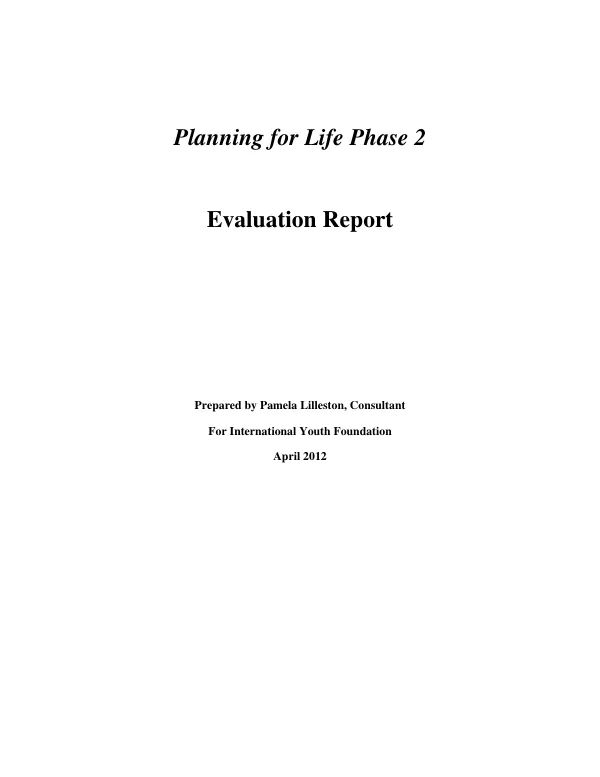 Planning for life phase 2 : evaluation report
