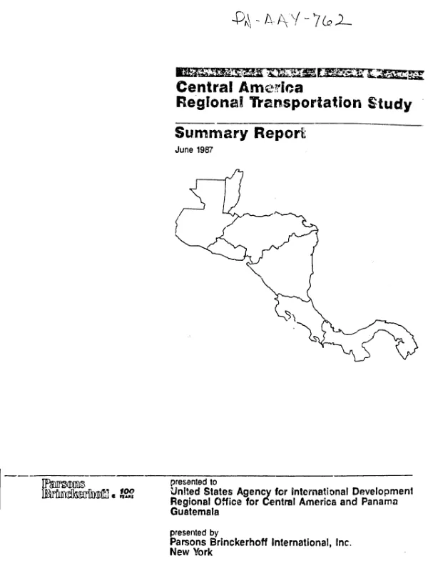 Central America regional transportation study : summary report
