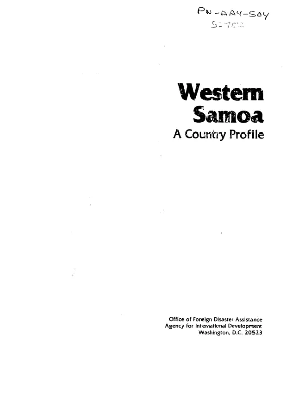 Western Samoa : a country profile