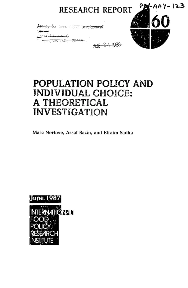 Population policy and individual choice : a theoretical investigation