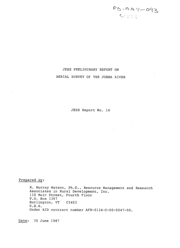 JESS preliminary report on aerial survey of the Jubba River