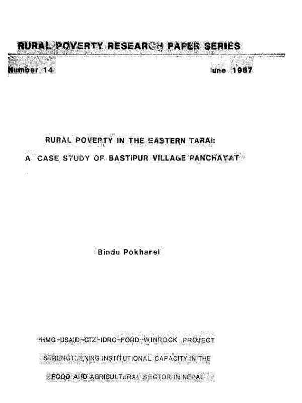 Rural poverty in the eastern Tarai : a case study of Bastipur Village Panchayat