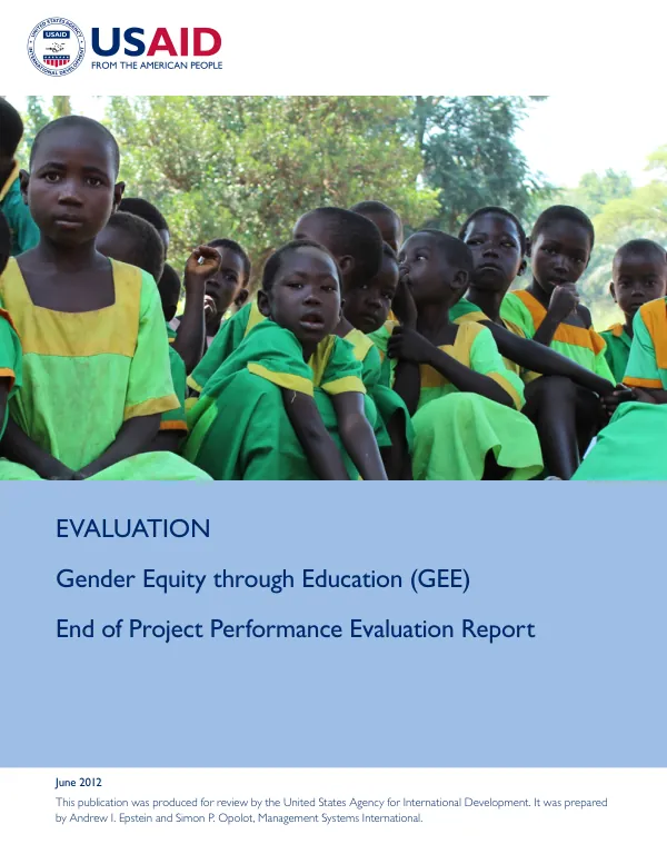 Gender equity through education (GEE) : end of project performance evaluation report