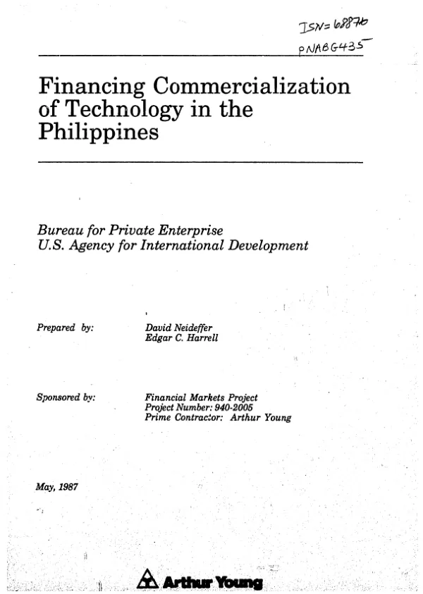 Financing commercialization of technology in the Philippines
