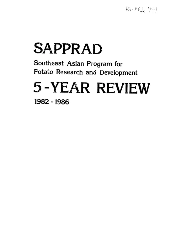 SAPPRAD, Southeast Asian Program for Potato Research and Development : 5-year review, 1982-1986
