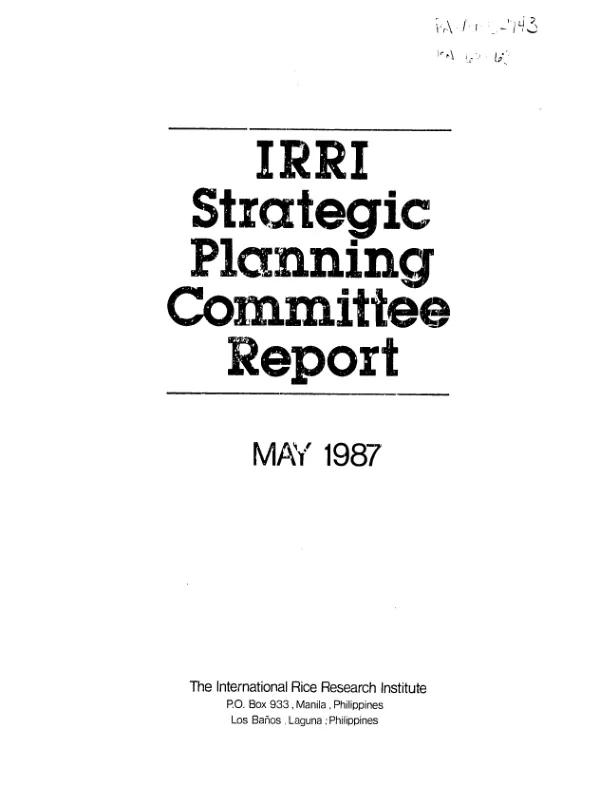 IRRI strategic planning committee report