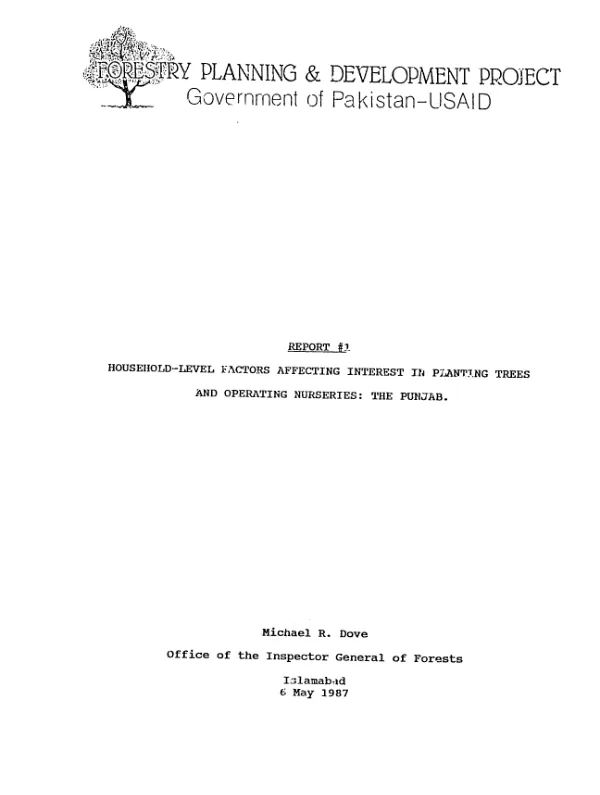 Household-level factors affecting interest in planting trees and operating nurseries : the Punjab