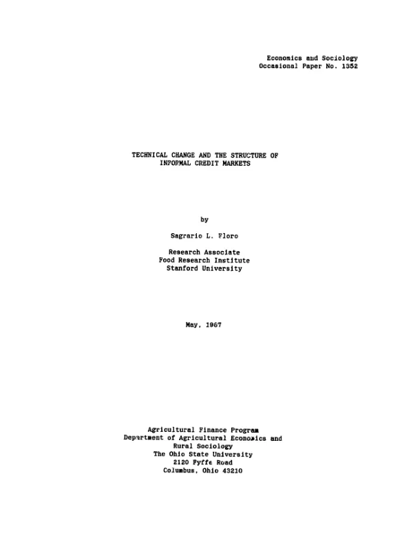 Technical change and the structure of informal credit markets