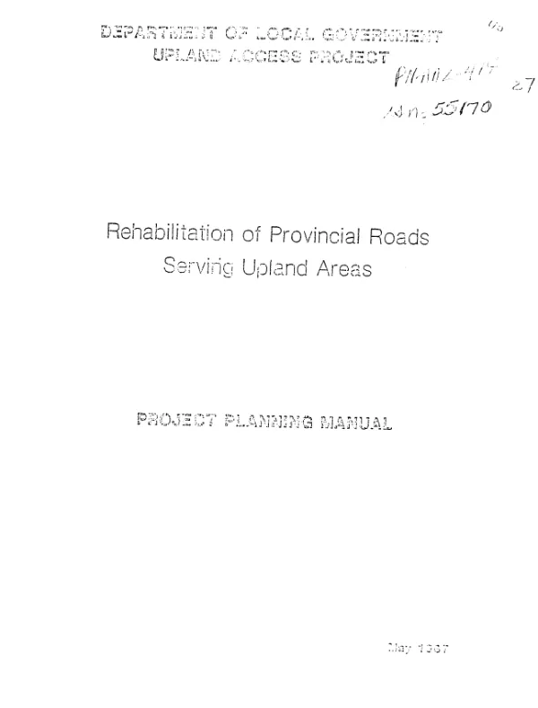 Rehabilitation of provincial roads serving upland areas : project planning manual