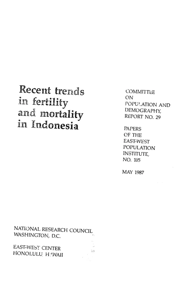 Recent trends in fertility and mortality in Indonesia