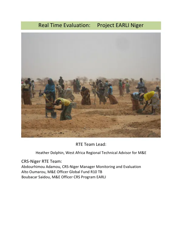 Real time evaluation: EARLI CRS‐Niger