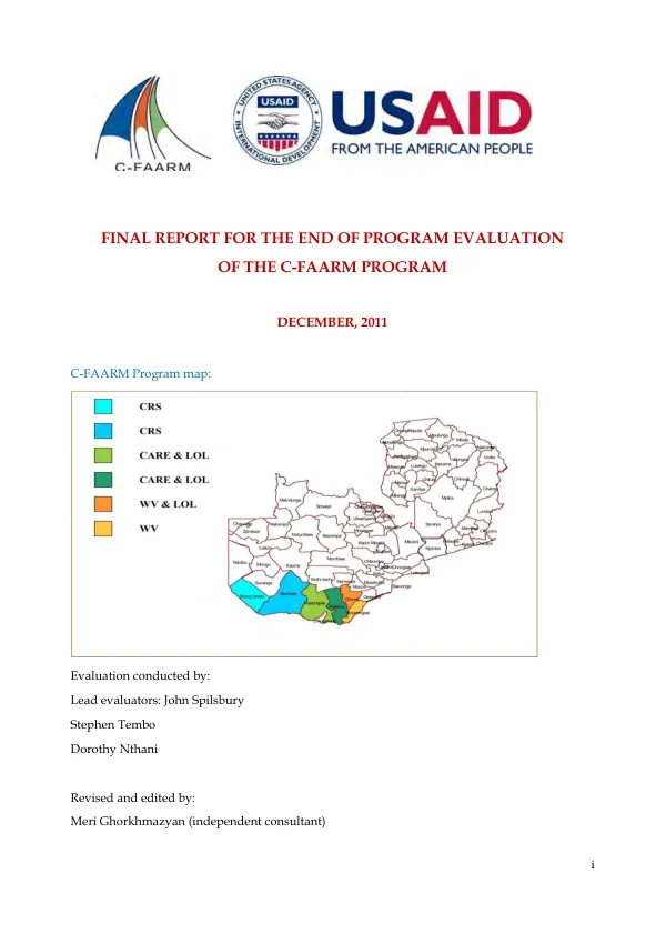 Final report for the end of program evaluation of the C-FAARM program