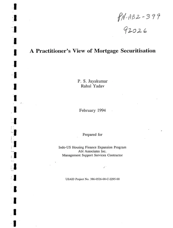 Practitioner"s view of mortgage securitisation