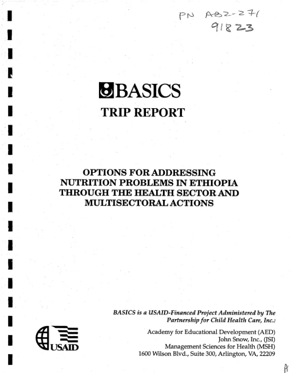 Options for addressing nutrition problems in Ethiopia through the health sector and multisectoral actions