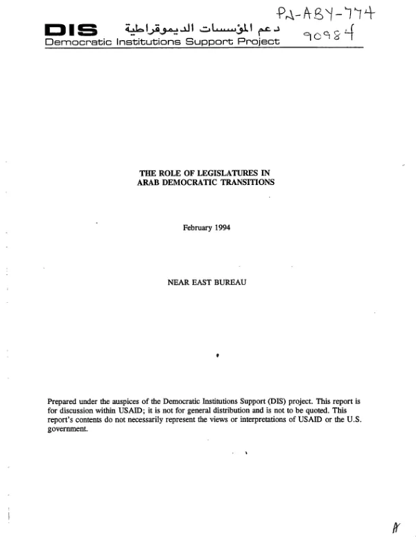 Role of legislatures in Arab democratic transitions