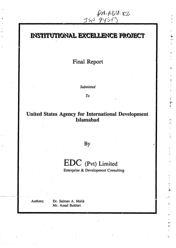 Institutional excellence project : final report