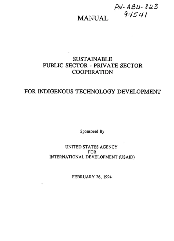 Sustainable public sector-private sector cooperation for indigenous technology development : manual