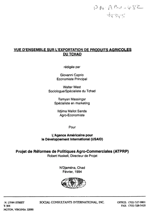 Vue d"ensemble sur l"exportation de produits agricoles du Chad