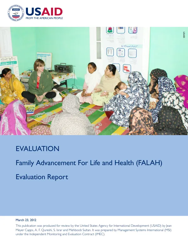 Family advancement for life and health (FALAH) : evaluation report