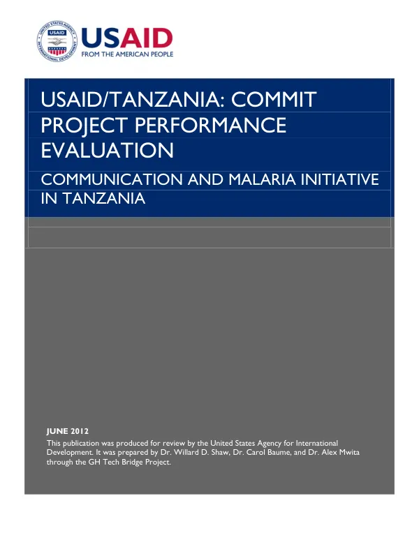 USAID/Tanzania : COMMIT project performance evaluation