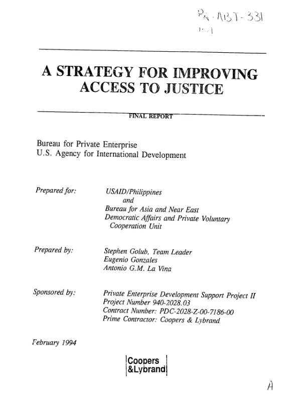 Strategy for improving access to justice -- final report