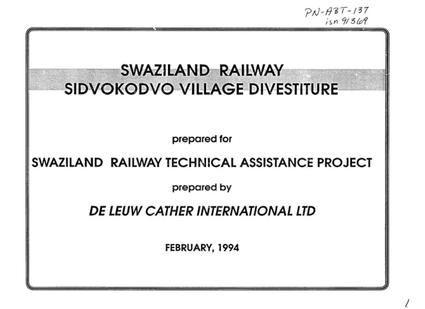 Swaziland railway Sidvokodvo village divestiture