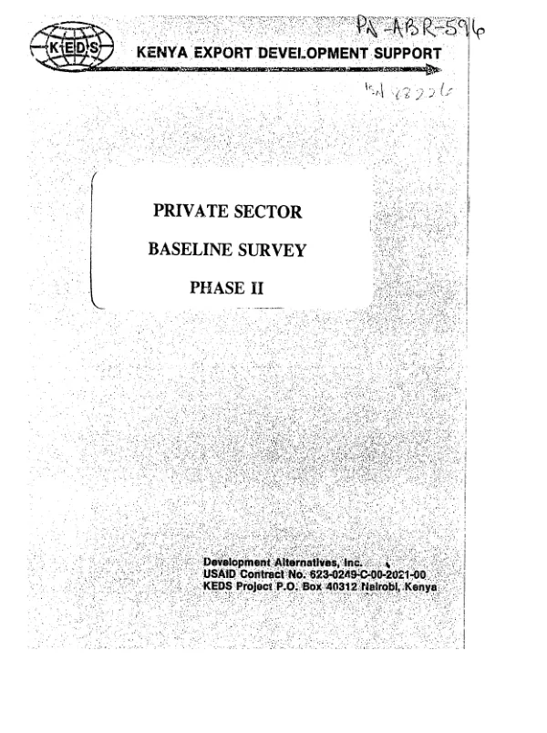 Kenya export development support (KEDS) project : private sector baseline survey, phase II