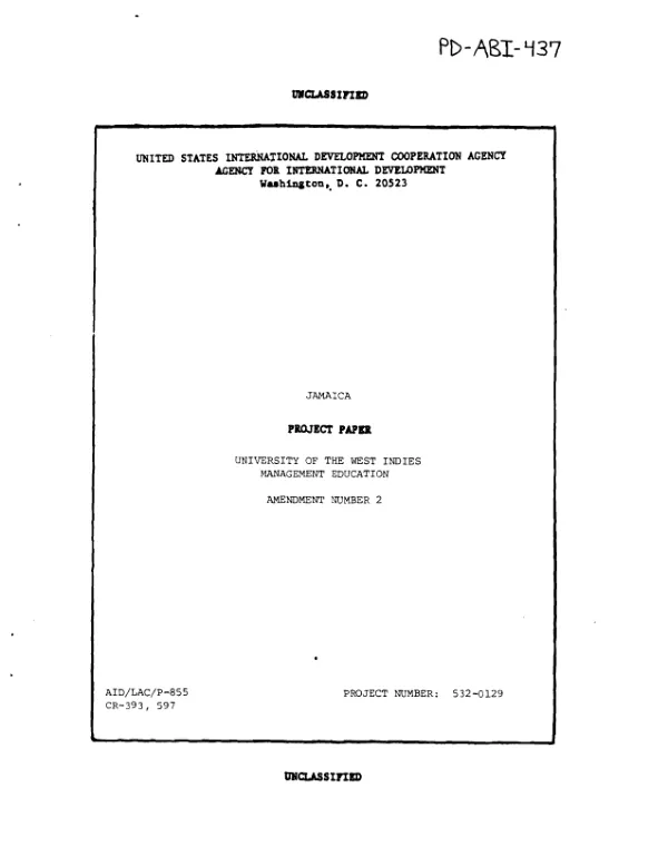 UWI [University of the West Indies] management education : amendment no. 2