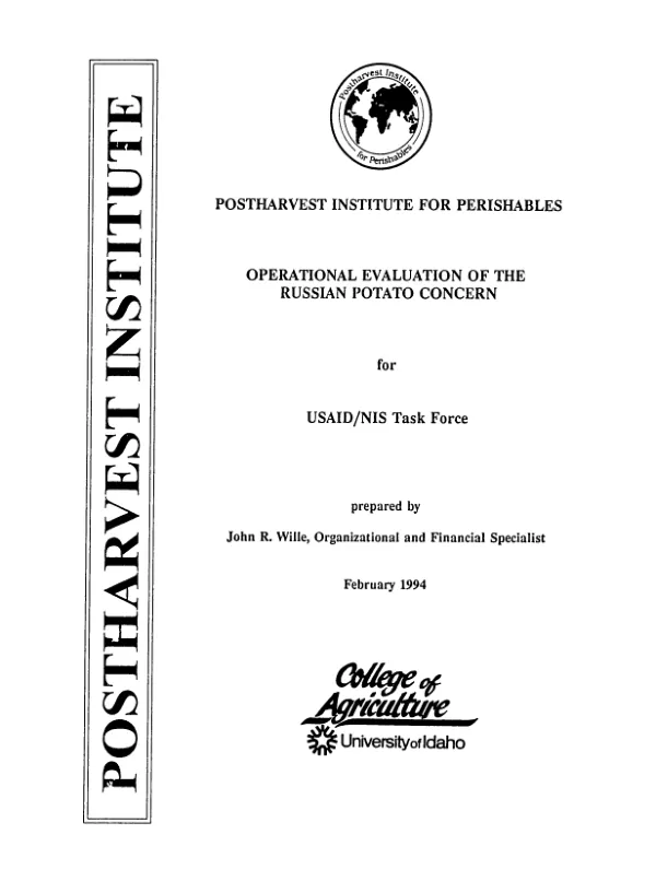 Postharvest Institute for Perishables : operational evaluation of the Russian Potato Concern