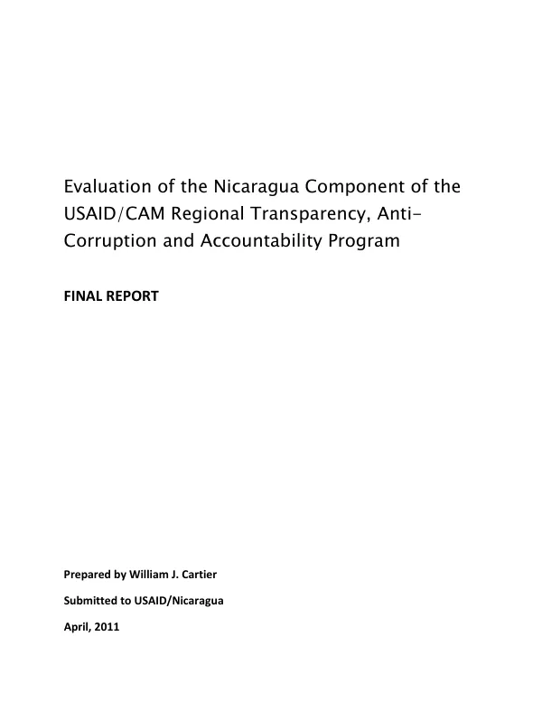 Evaluation of the Nicaragua component of the USAID/CAM regional transparency, anti-corruption and accountability program : final report