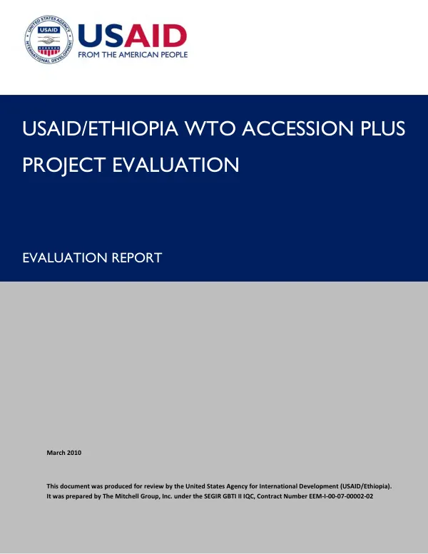 USAID/Ethiopia WTO accession plus project evaluation