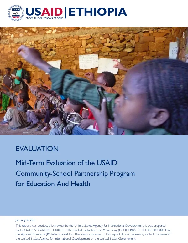 Mid-term evaluation of the USAID community-school partnership program for education and health