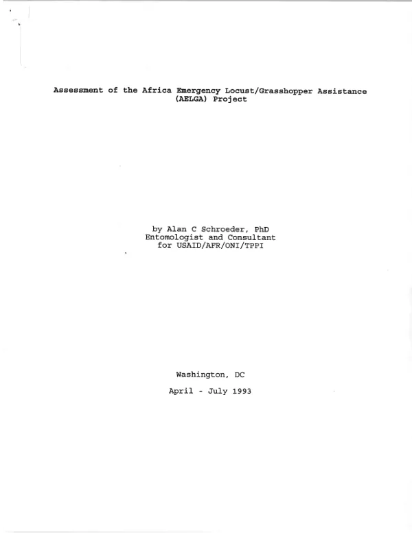Assessment of the Africa emergency locust/grasshopper assistance (AELGA) project