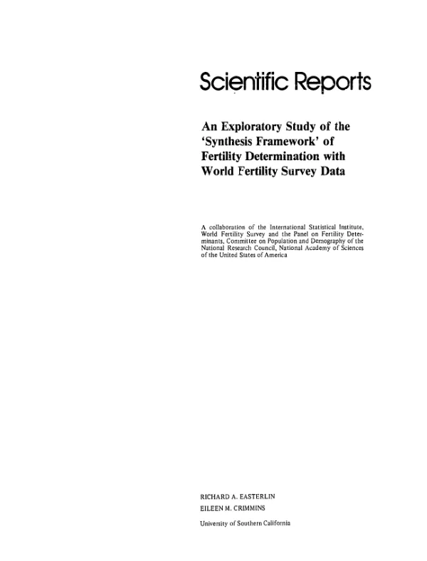 Exploratory study of the `synthesis framework" of fertility determination with World Fertility Survey data