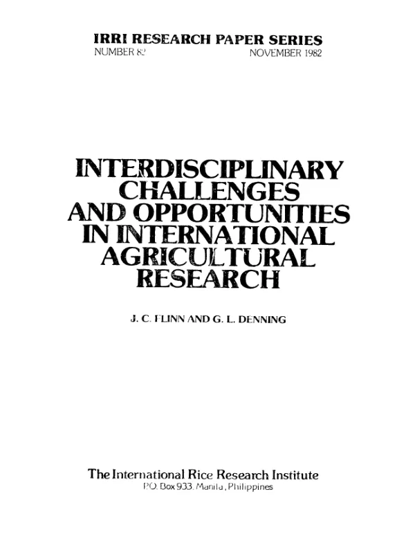 Interdisciplinary challenges and opportunities in international agricultural research
