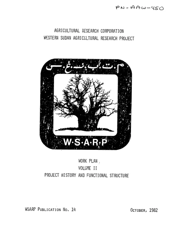 Work plan, volume II : project history and functional structure