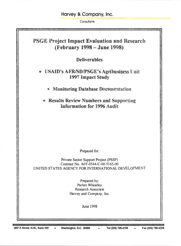 PSGE project impact evaluation and research (February 1998-June 1998)