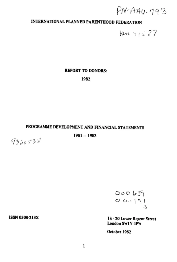 Programme development and financial statements, 1981-1983