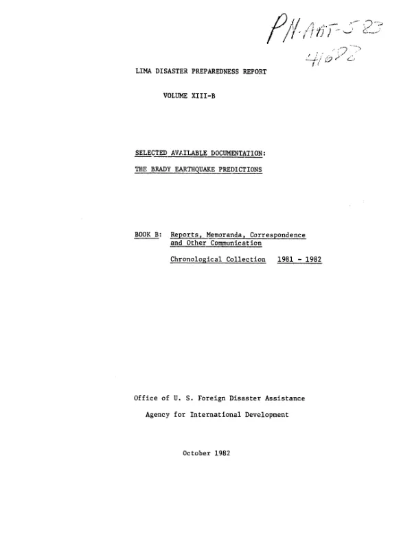 Book B : reports, memoranda, correspondence and other communication; chronological collection 1981-1982