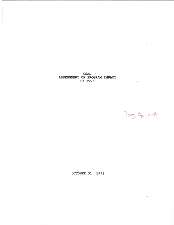 Chad : assessment of program impact FY 1993