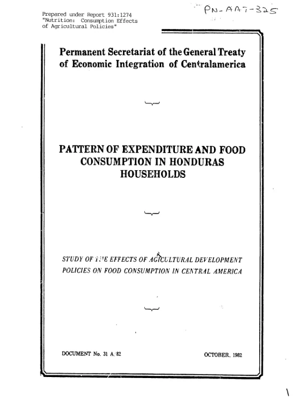 Pattern of expenditure and food consumption in Honduras households