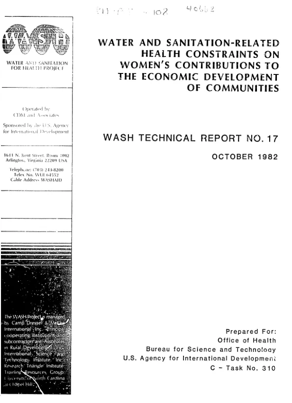 Water and sanitation-related health constraints on women"s contributions to the economic development of communities