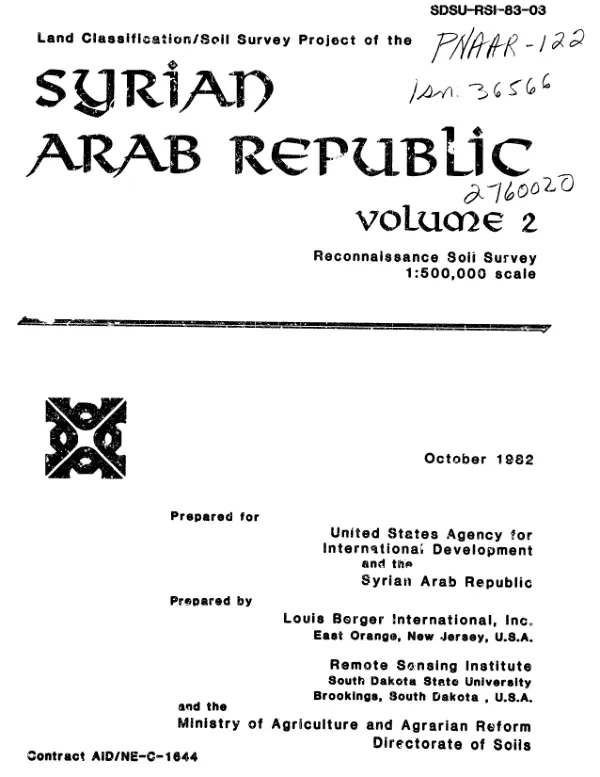Land classification/soil survey project of the Syrian Arab Republic. Volume 2. Reconnaissance soil survey 1:500,000 scale