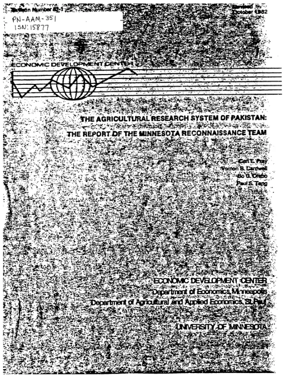 Agricultural research system of Pakistan : the report of the Minnesota Reconnaissance Team