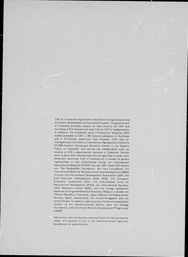 Cassava program : annual report 1981