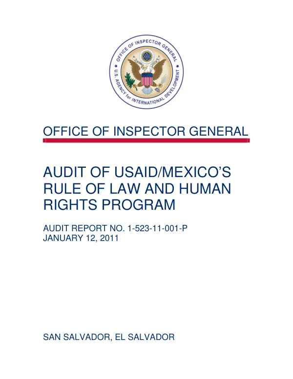 Auidt of USAID/Mexico"s rule of law and human rights programs