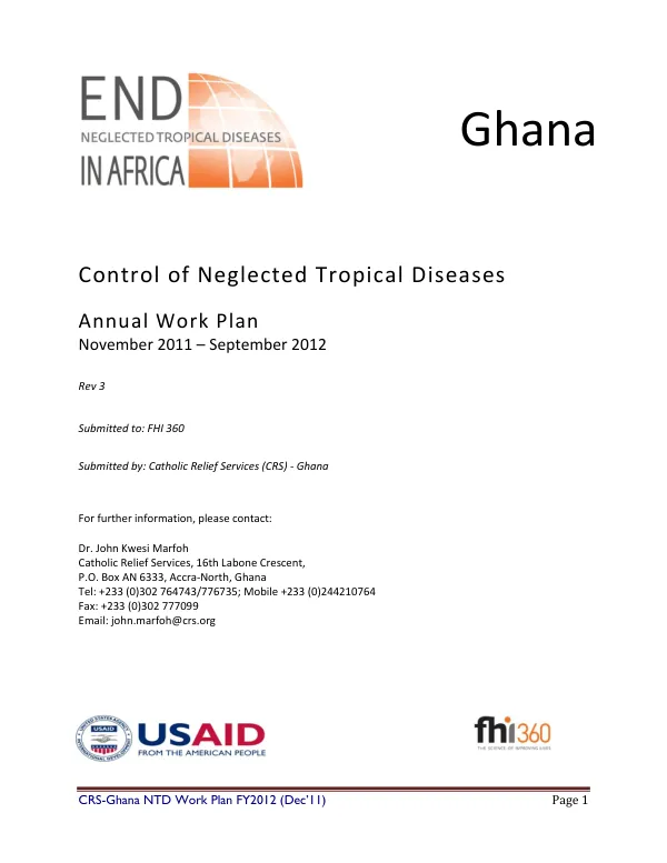 Ghana FY2012 Control of Neglected Tropical Diseases Annual Work Plan