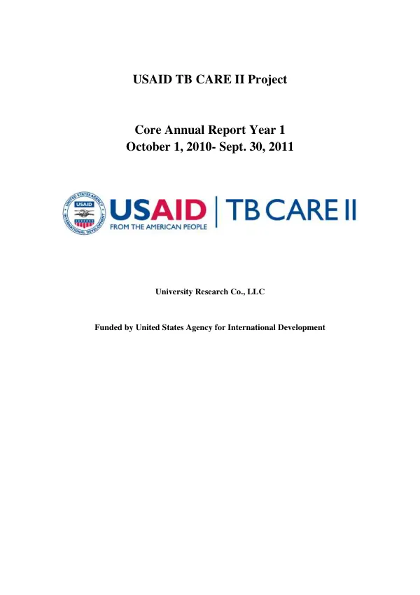 USAID-TBCARE II Project - Core Annual Report - Year 1