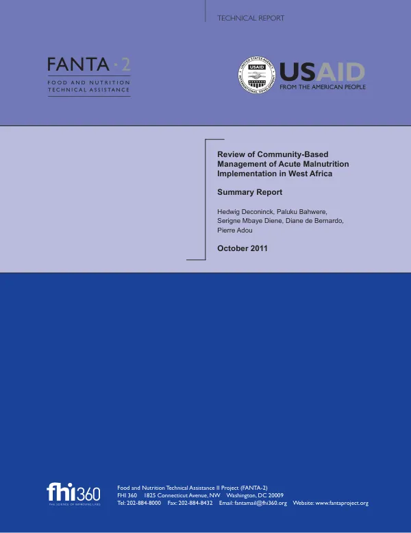 Review of Community-Based Management of Acute Malnutrition Implementation in West Africa: Summary Report