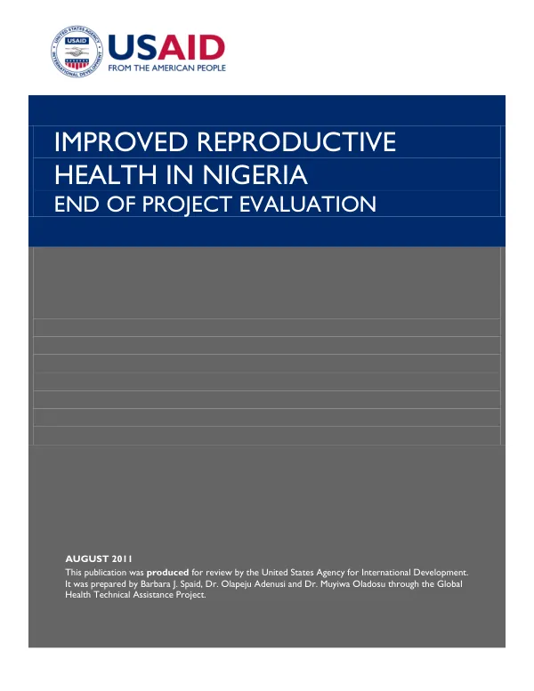 Improved reproductive health in Nigeria : end of project evaluation